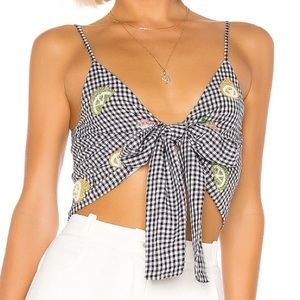 Lovers + Friends Black and White Gingham Crop Top